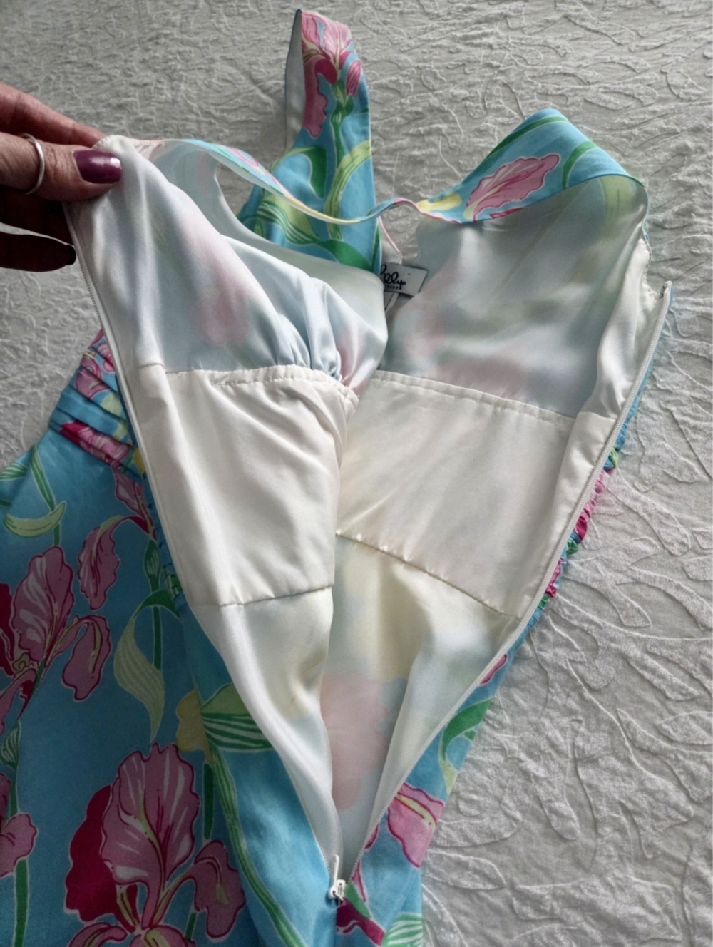 Lilly Pulitzer Silk / Cotton Sleeveless Bold Floral A-Line Dress, Lined, Size 6 - Picture 12 of 16